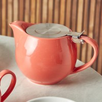 Coral Porcelain Teapot